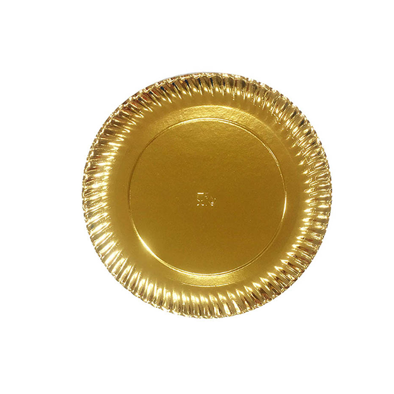 Platos carton oro 18 cm.-pq.100- (caja 1.300 unid)