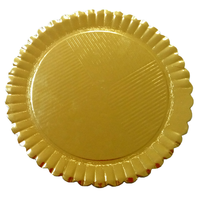 Plato carton oro 30 cm. c/base plast. (pqte. 50 und.)