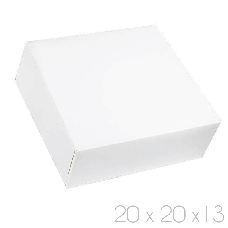 Caja 20x13 cuadrada blanca (pqte 25 und).