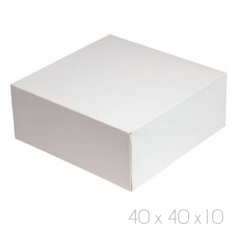 Caja 40x40x10 cuadrada blanca (pqte 25 und).