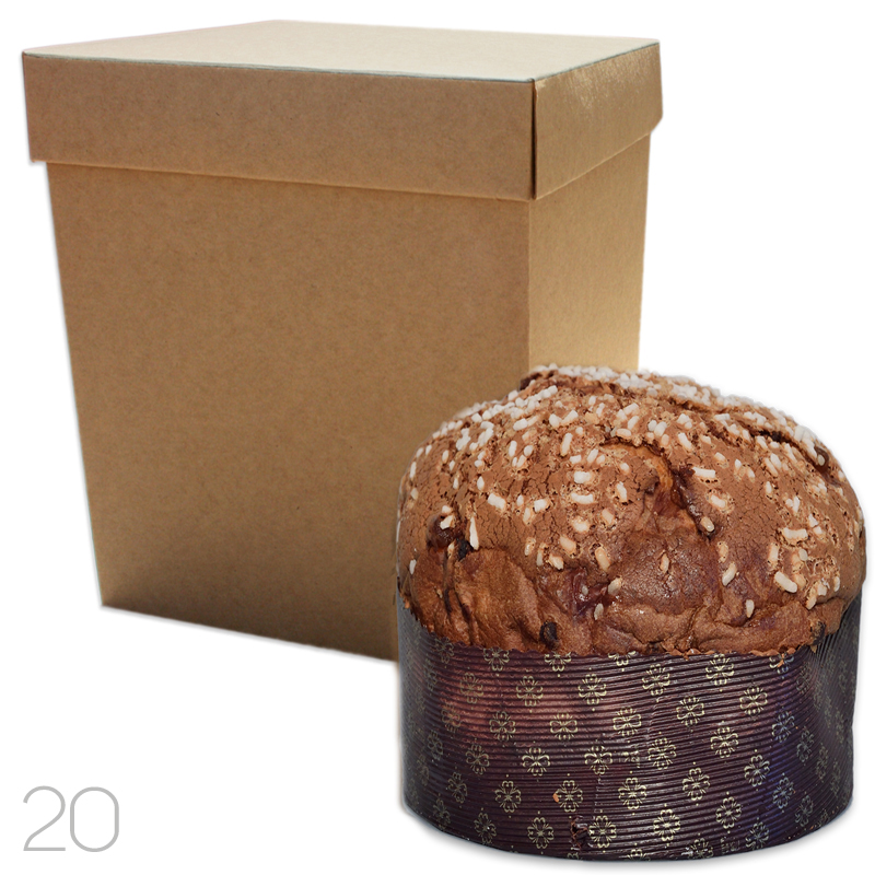 Caja con asa panettone 20x20x20 ecologica (pqte 50 und)
