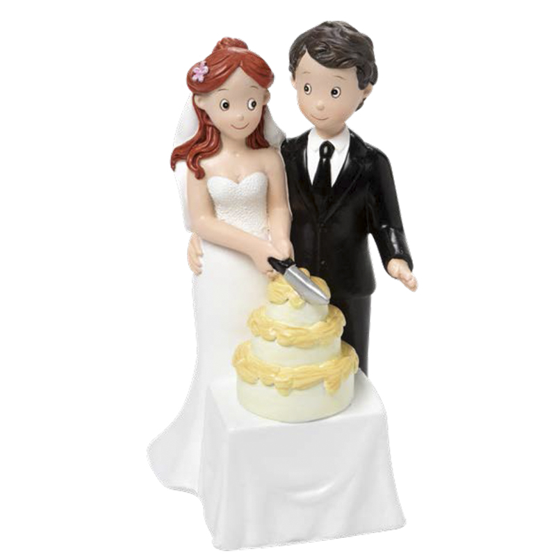 Pareja novios cortando tarta 17 cm.