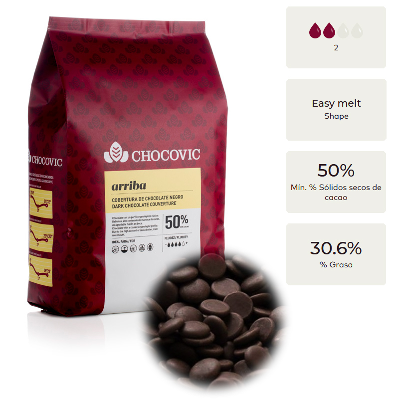 Cobertura arriba pura 50 % gotas (c. 10 kg)
