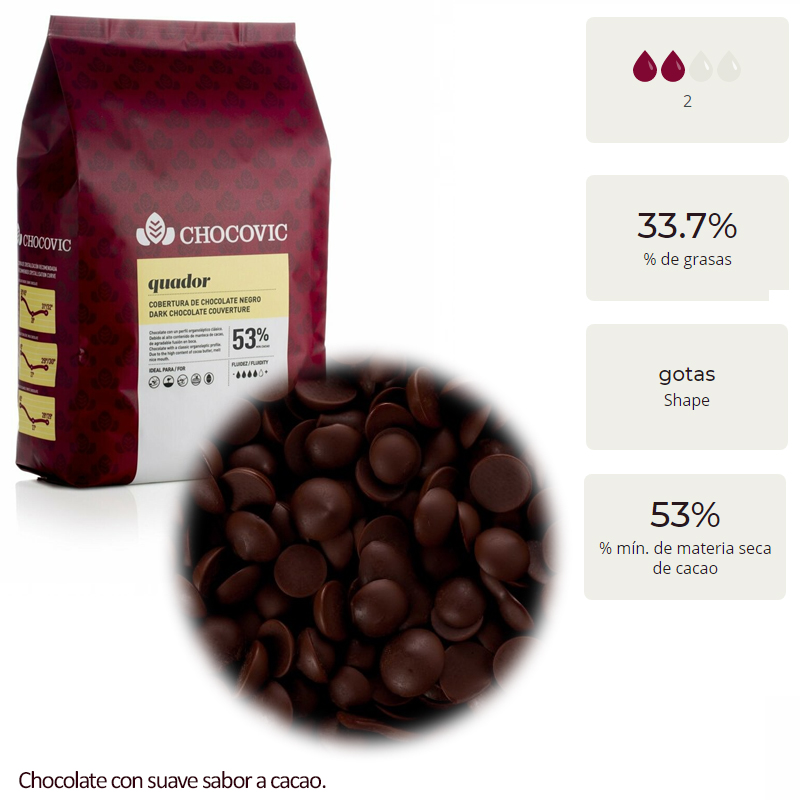 Cobertura quador 250 pura 52 % gotas (c. 10 kg)