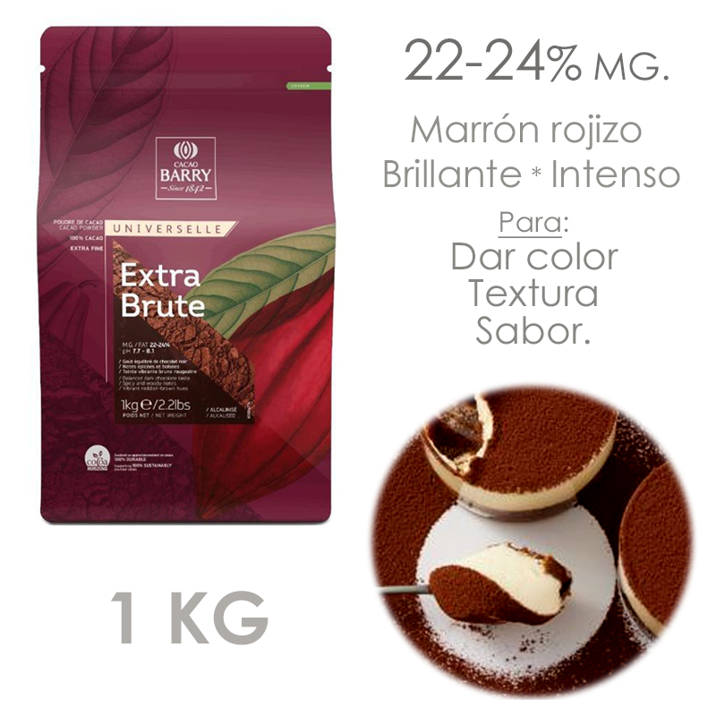 Cacao en polvo 20-22% canelo 21 (caja 6 bolsas x 1 kg.)