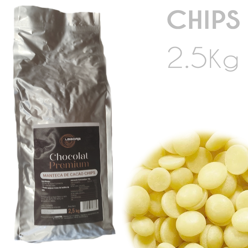 Manteca de cacao gotas premium (bolsa 2.5 kg.)