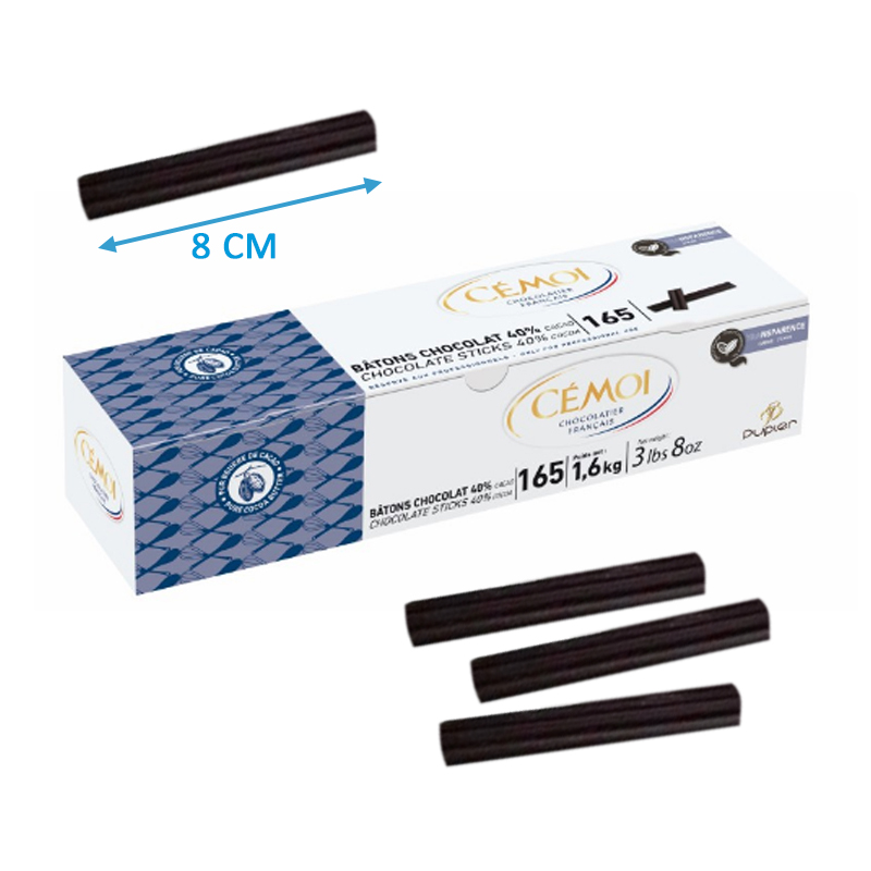 Barrita 8 cm.choco cemoi .40% -caja 1.6 kg (9 grs.)