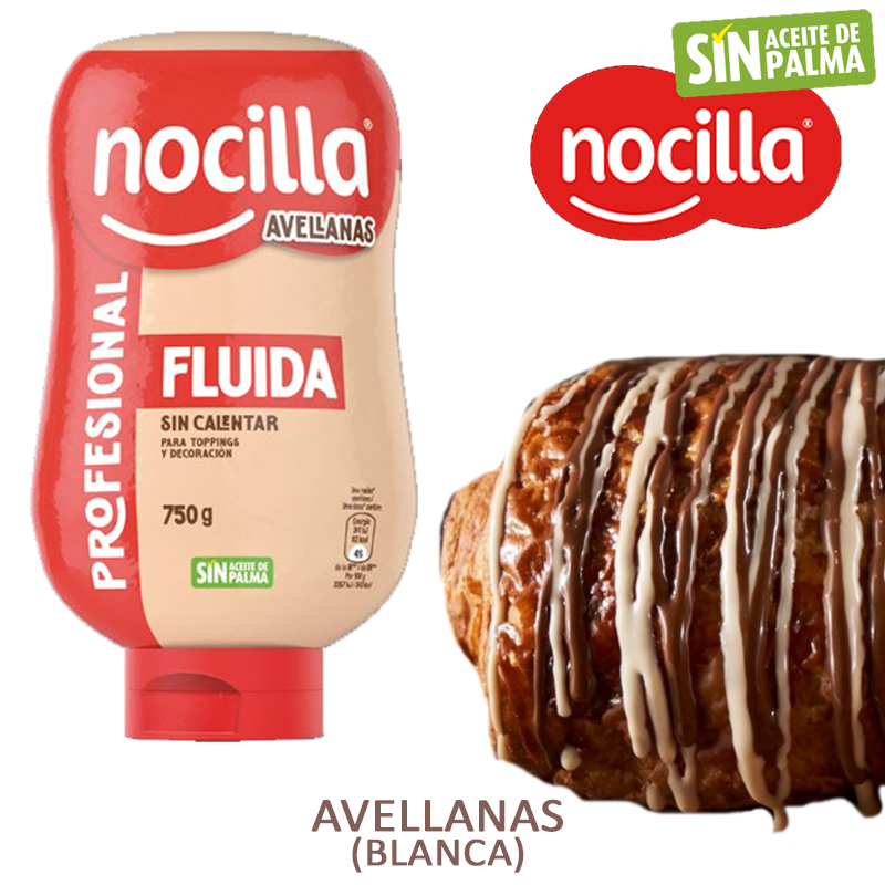 Nocilla boca abajo fluida avellanas (blanca) botella 750 dosif.