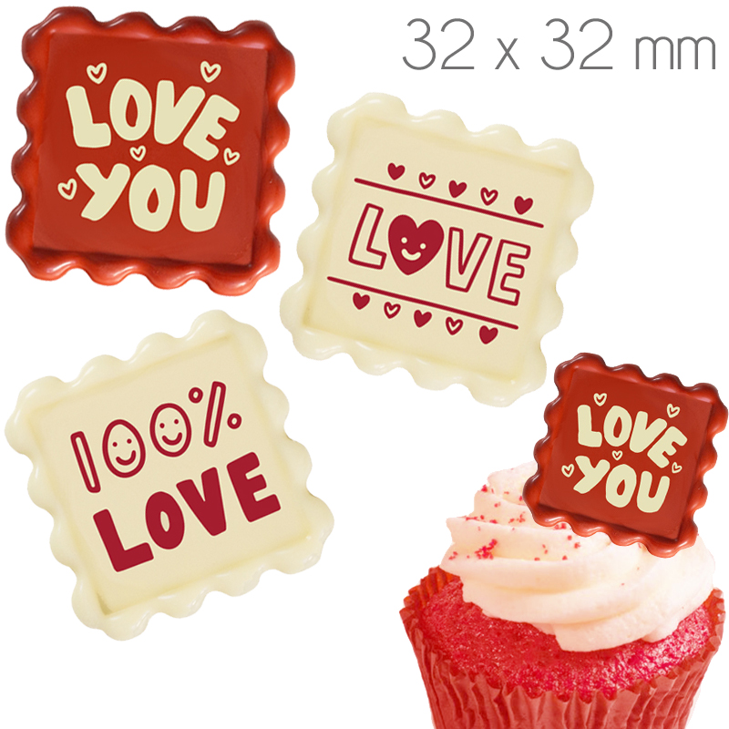 Sello love surt.choco bco. 32x32 mm. ref.21335f407bp-c. 96 uds