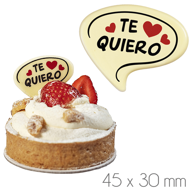 Letrero choco bco.comic "te quiero"30x45mm.-c.72
