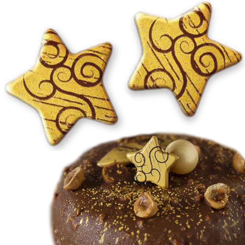 Estrella espiral oro choco negro 31x31mm(caja 120 und)