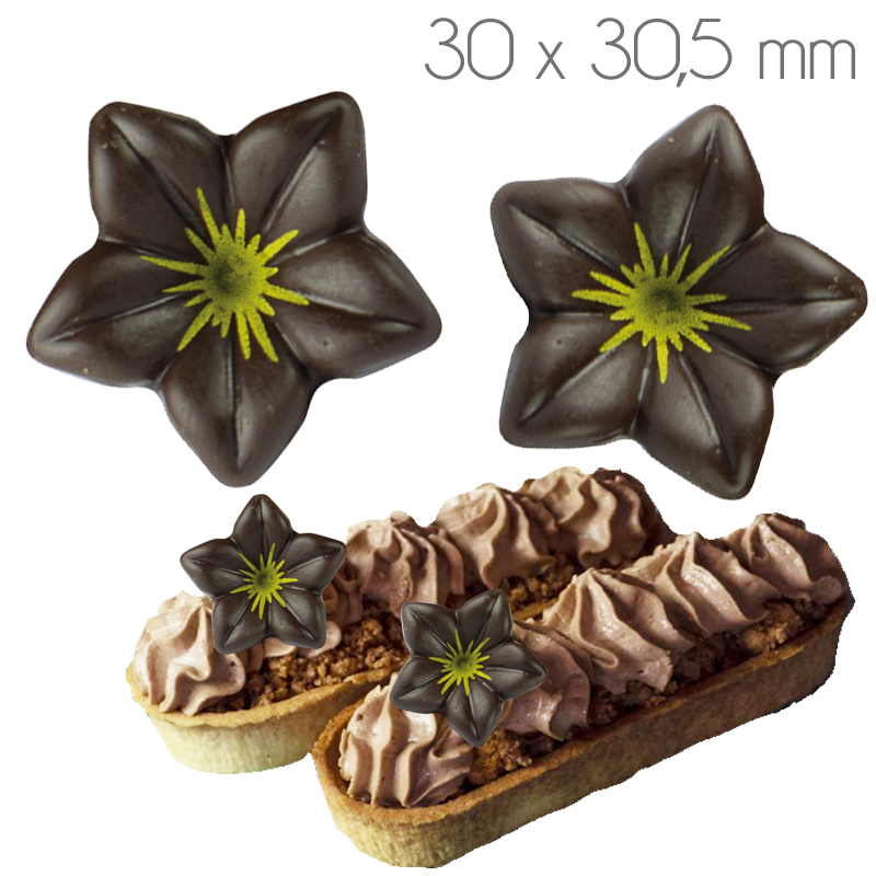 Flor jazmin oro choco negro (caja 76 unds) 30.5x30.5 mm