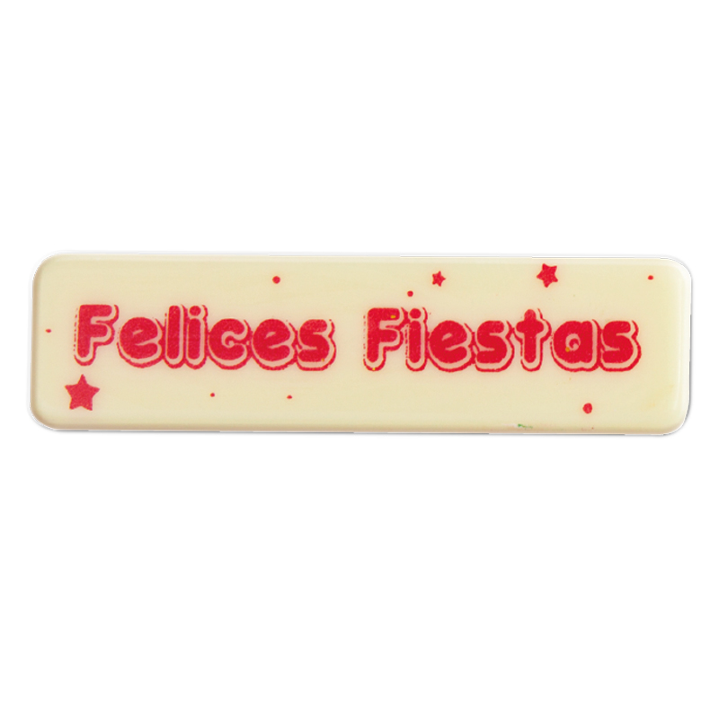 Letrero choco bco. felices fiestas 13208f62sbp 5.5x1.5 (c.135 u)