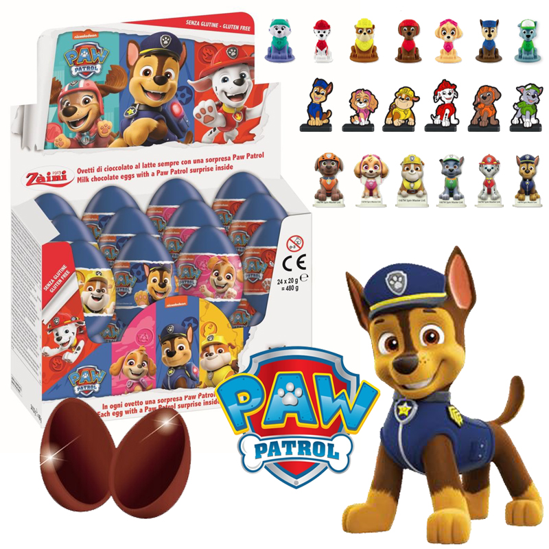 Huevo choco c/leche c/sorpresa paw patrol 20gr.(c.4 disp.x24 u)