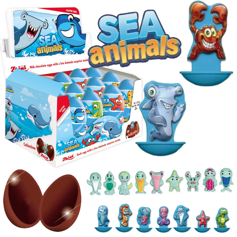 Huevo choco c/leche sea animals- c/sorpresa 20gr.( disp.x24 u)