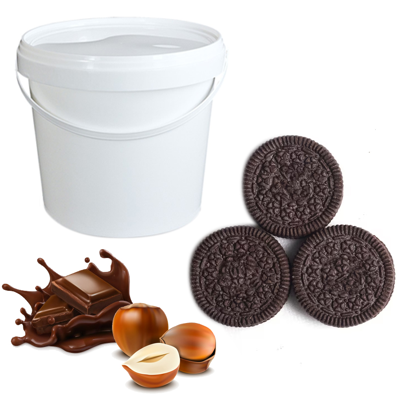 Crema chocolate bca.galleta negra c/avellana crocante creax (cubo 3 kg.)