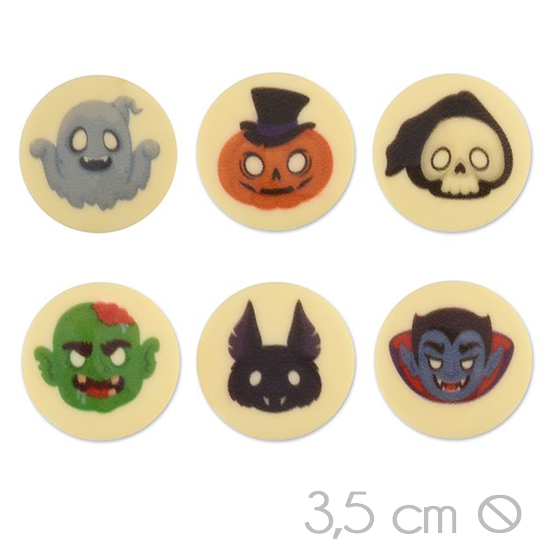 Placa choco halloween 6 mod. - 3.5 cm. (caja 144 und.) -92024