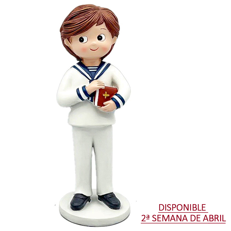 Comunion niño marinero libro poliresina 16 cm.