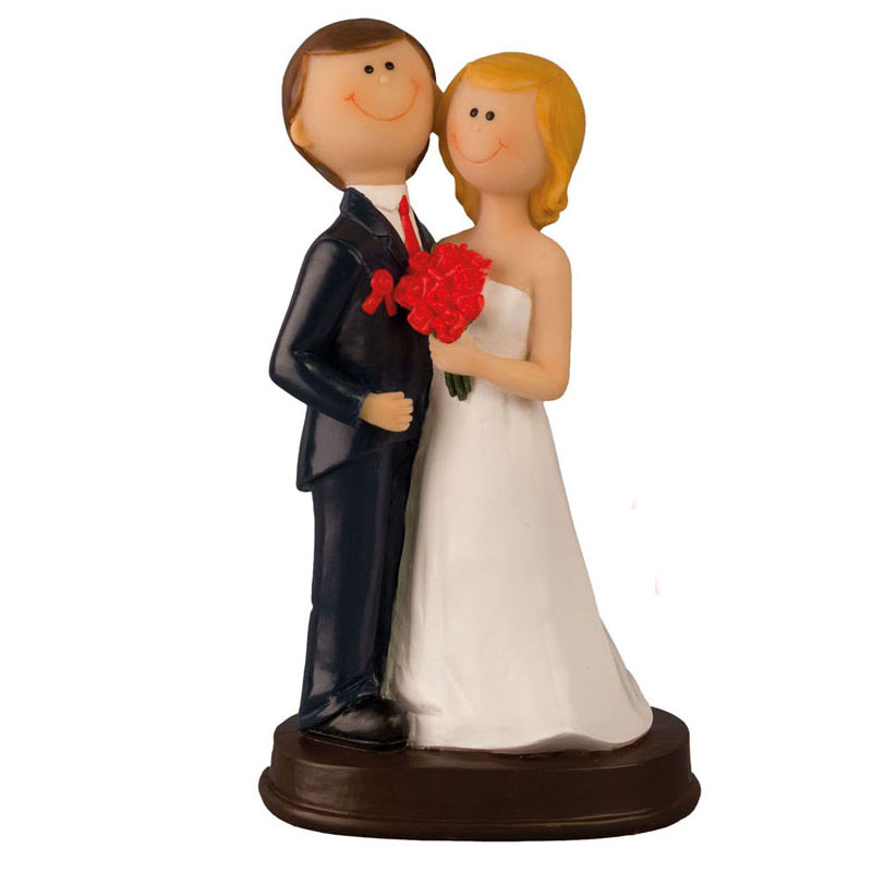 Pareja novios rosas rojas ref.1235 16 cm. (c.50 und.)