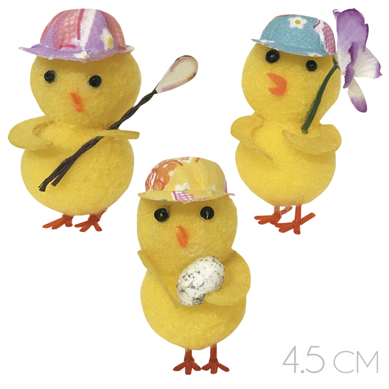 Pollito algodon sombrero surt.-4,5 cm. ref 2580 (c. 36 unid.)