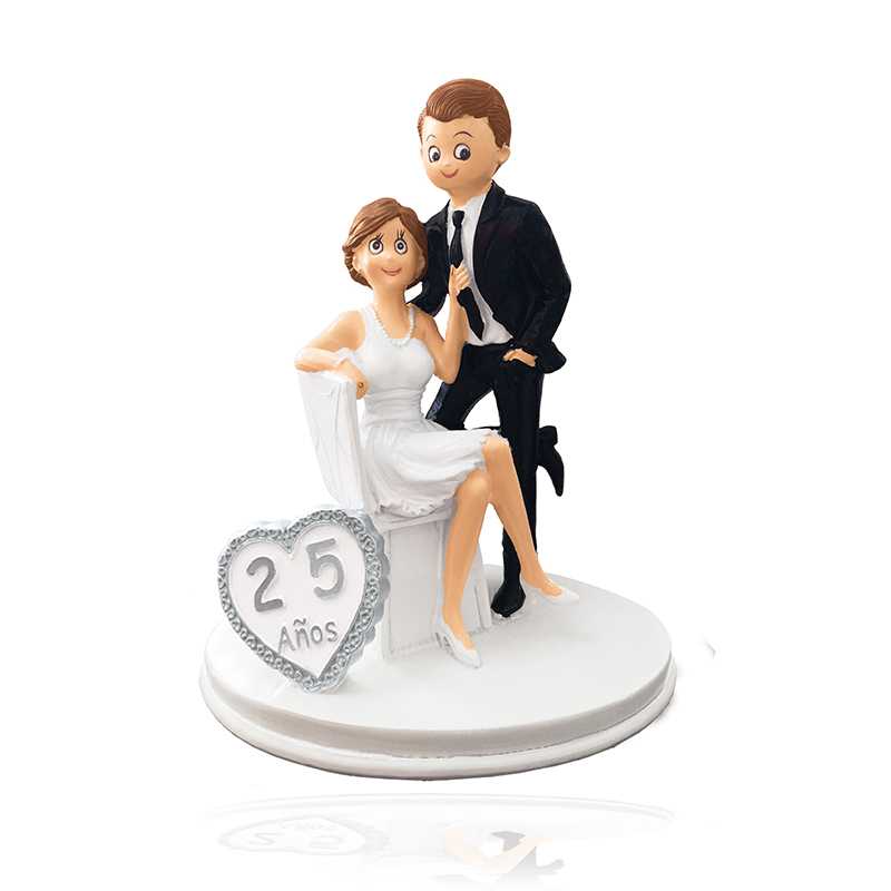 Pareja novios 25 aniversario 16 cm. resina r.o0124 (c. 24 und.)