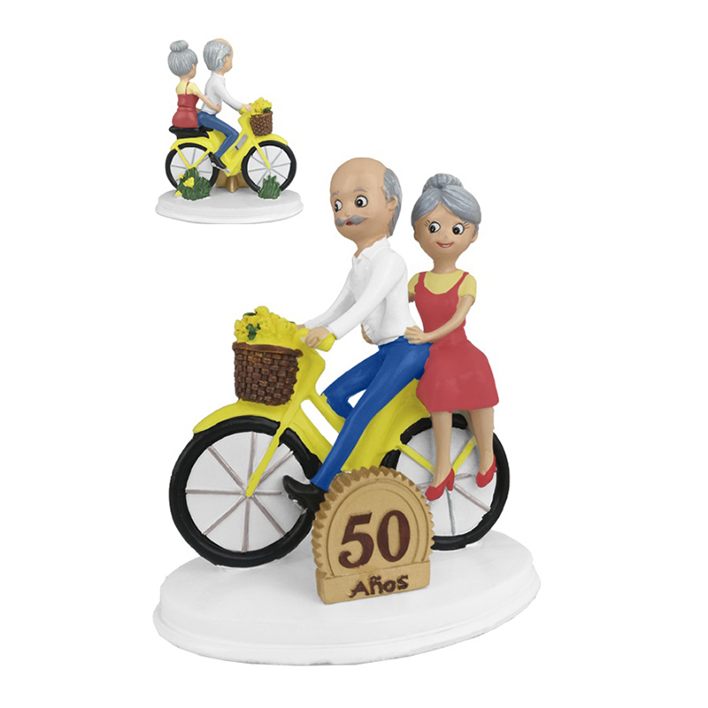 Pareja 50 aniversario bicicleta 18 cm