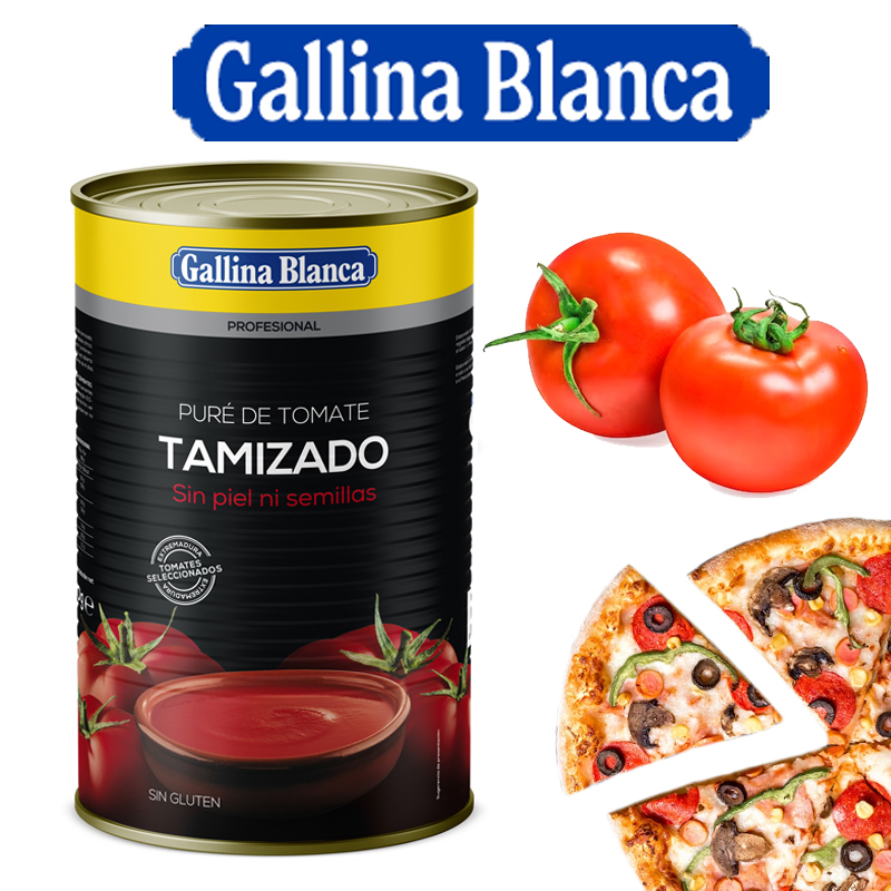 Tomate natural tamizado "gallina blanca"(caja 3 botes x 5 kg)