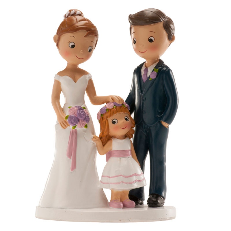Pareja boda con niña 16 cm ( caja 2 und.) - 305080