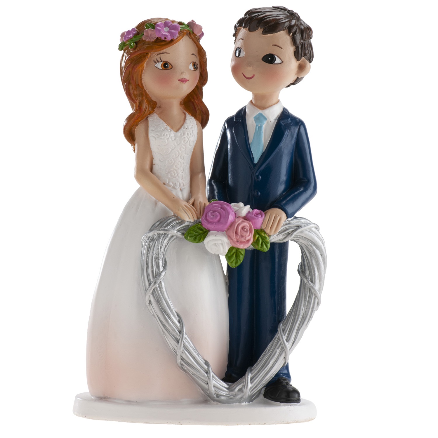 Pareja de boda con corazon 16cm -305103 (caja 2 unid)