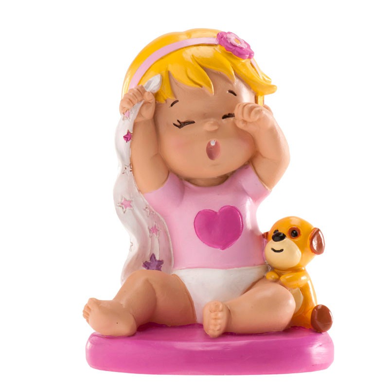 Bautizo niña bostezando rosa 10 cm. (c.6 und.)-310125