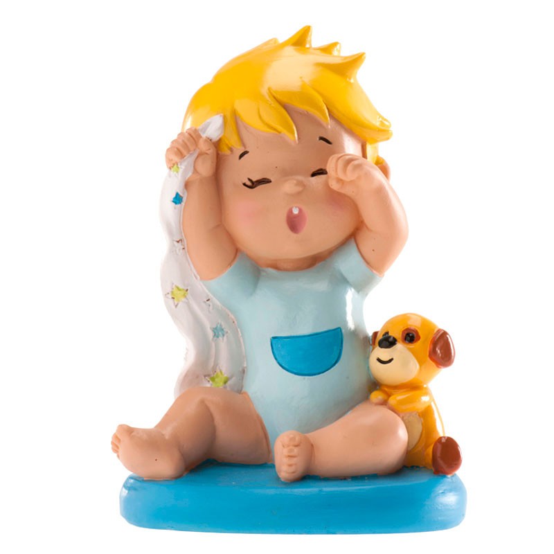 Bautizo niño bostezando azul 10 cm. (c.6 und.)-310126