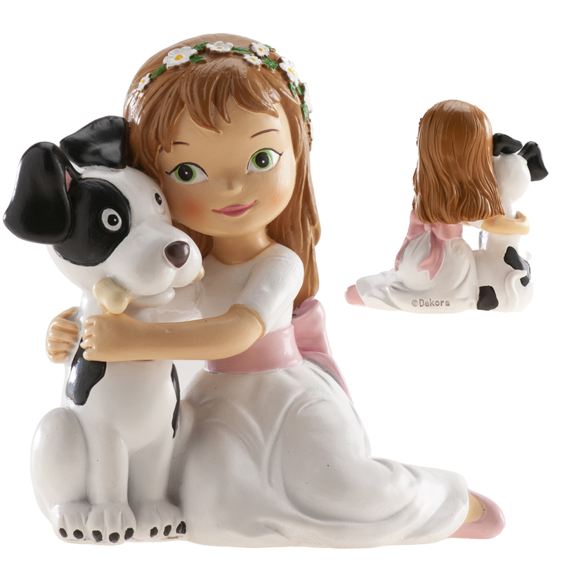 Niña comunion sentada c/perro 11.5 cm (caja 6 ud.)