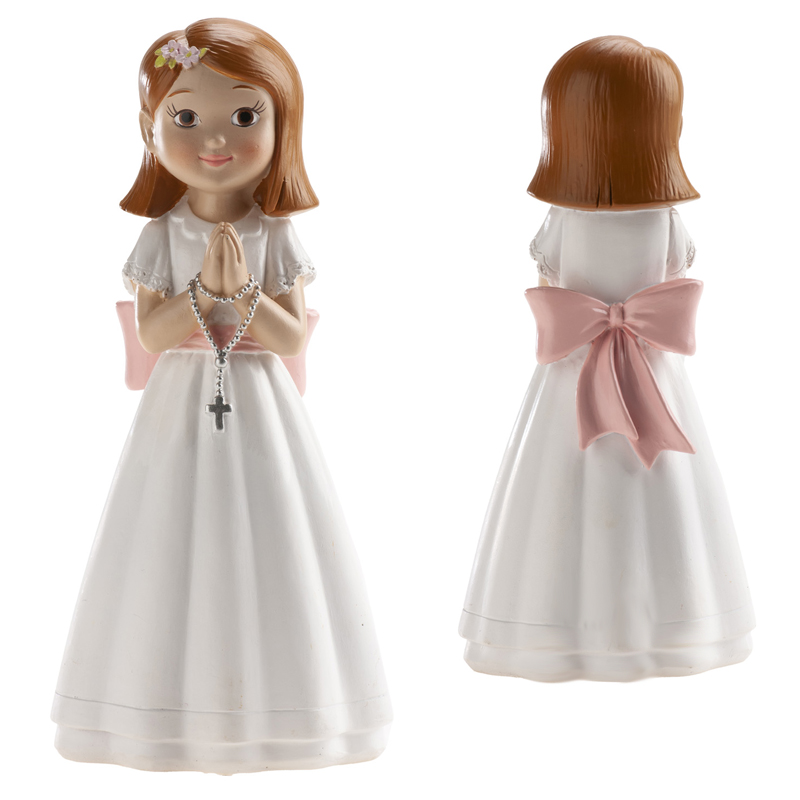 Niña comunion rosario con lazo rosa 16 cm-315129