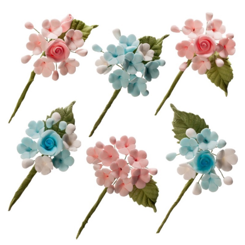Mini ramo flores pastel/lila ( 6 und.) - 220011