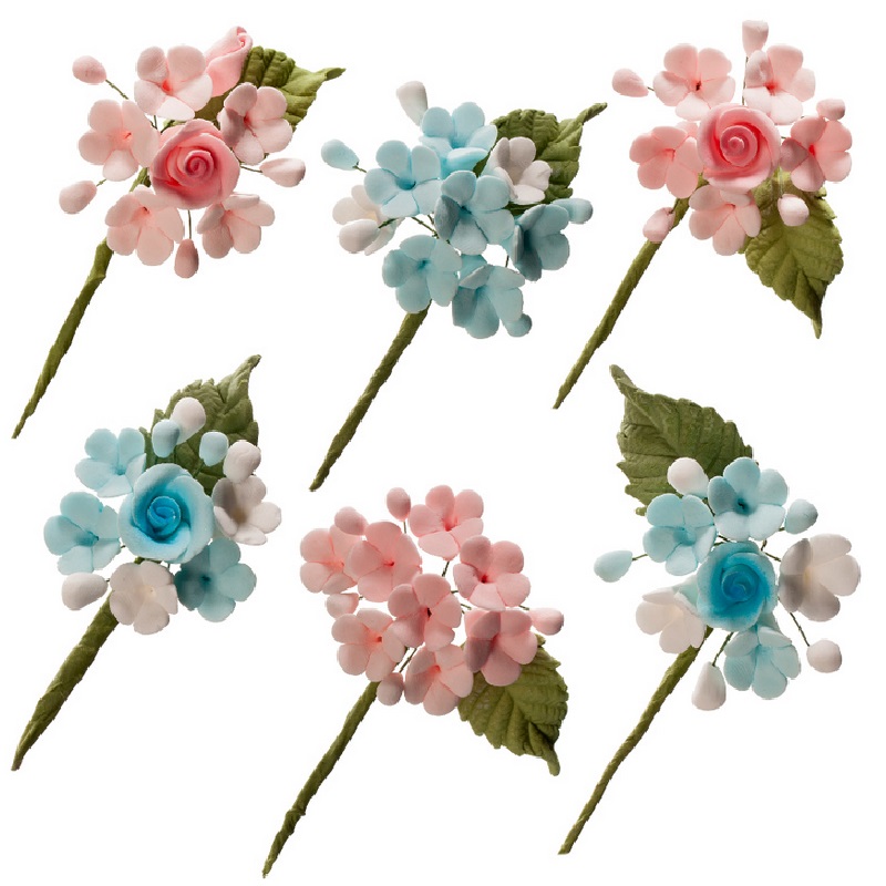 Mini ramo flores rosa/azul ( 6 und.) - 220012