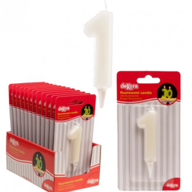 Display 12 velas nº1 fluorescente 6 cm.-345267