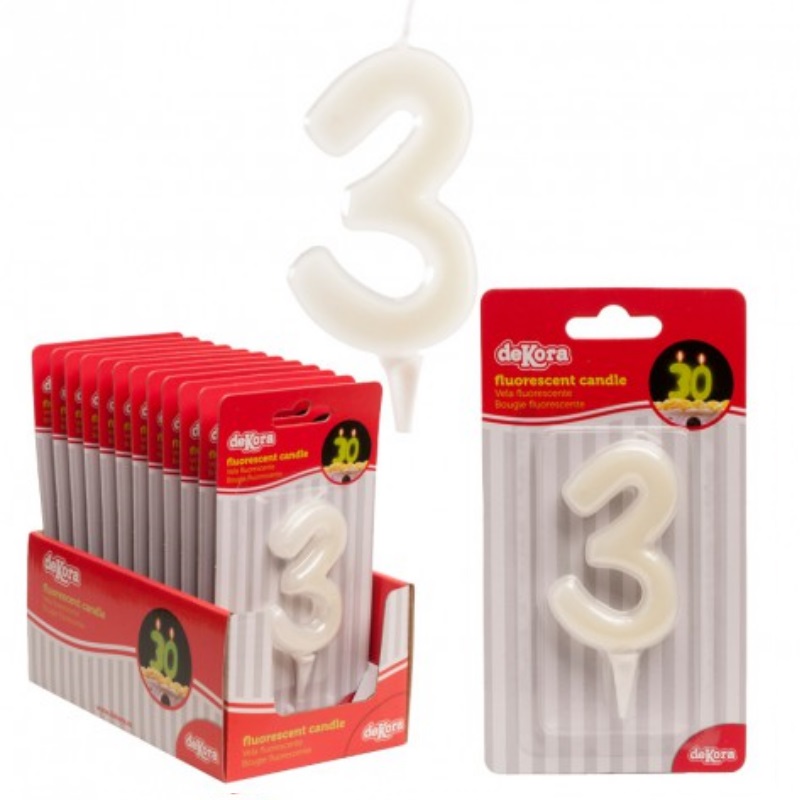 Display 12 velas nº3 fluorescente 6 cm.-345269