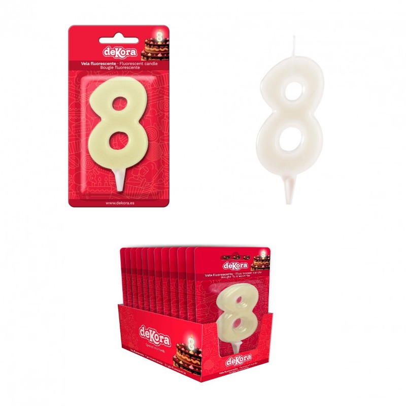Display 12 velas nº8 fluorescente 6 cm.-345274