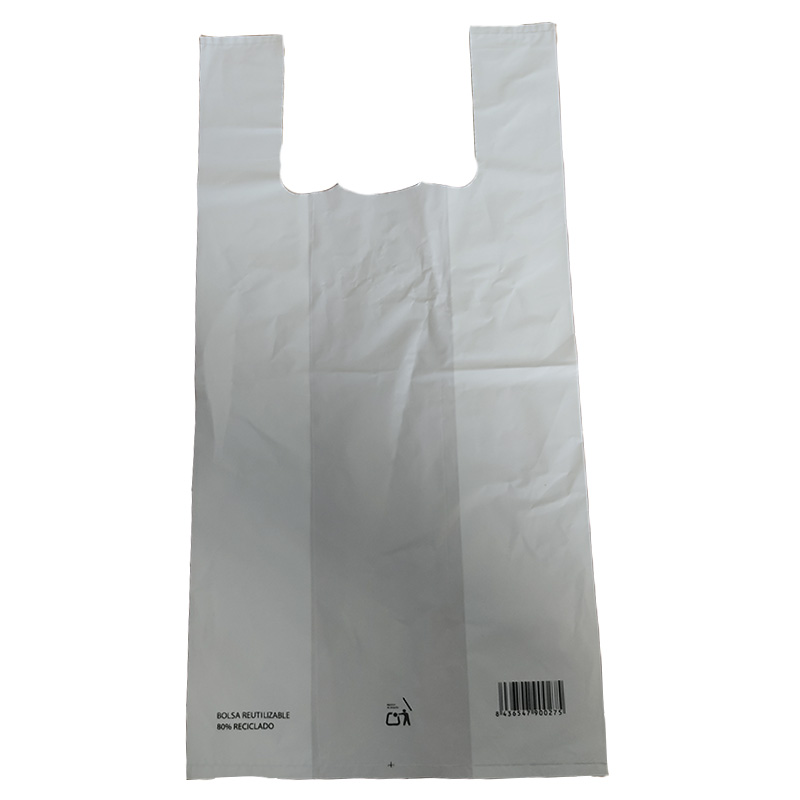 Bolsa plast.42x53 camiseta blanca 70%recicl.((pqte 100)