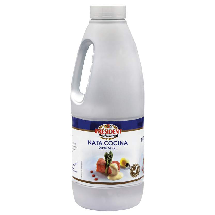 Nata cocina president 20%m.g. prof.uht(caja 8 bot.1.5l.)