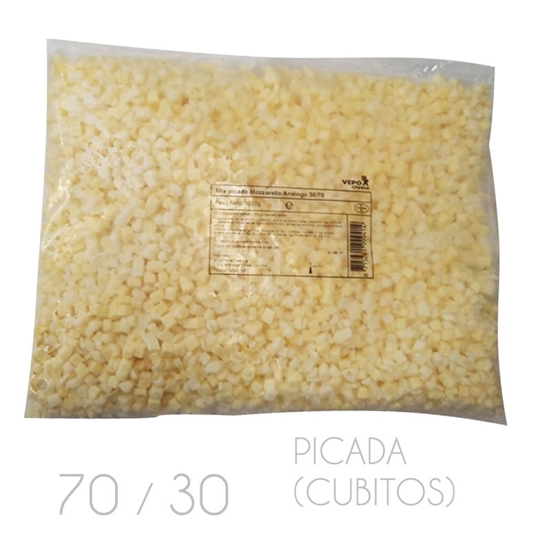 Mozzarella picada mix/prep.lacteo 30/70% mg.g. (c.10 b. de 1 kg)