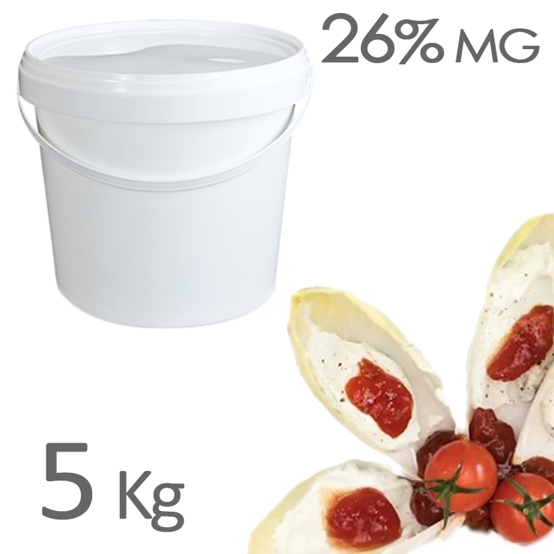 Queso crema (26% m.g.) natural cubo 5 kg.