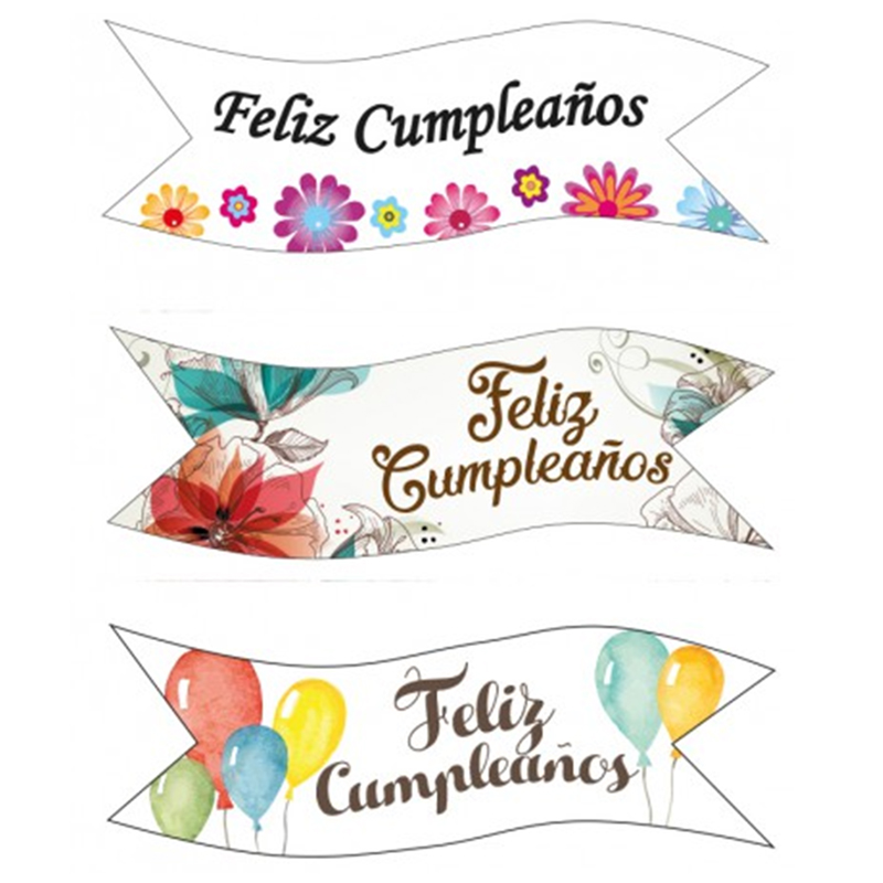 Banderas oblea feliz cumpleaños flores (bolsa 40 und.) 135112