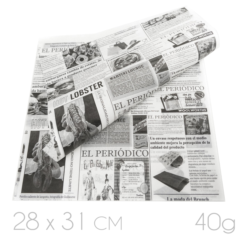 Papel perg.antigrasa periodico 40 gr. 28x31 (pqte 1 millar)