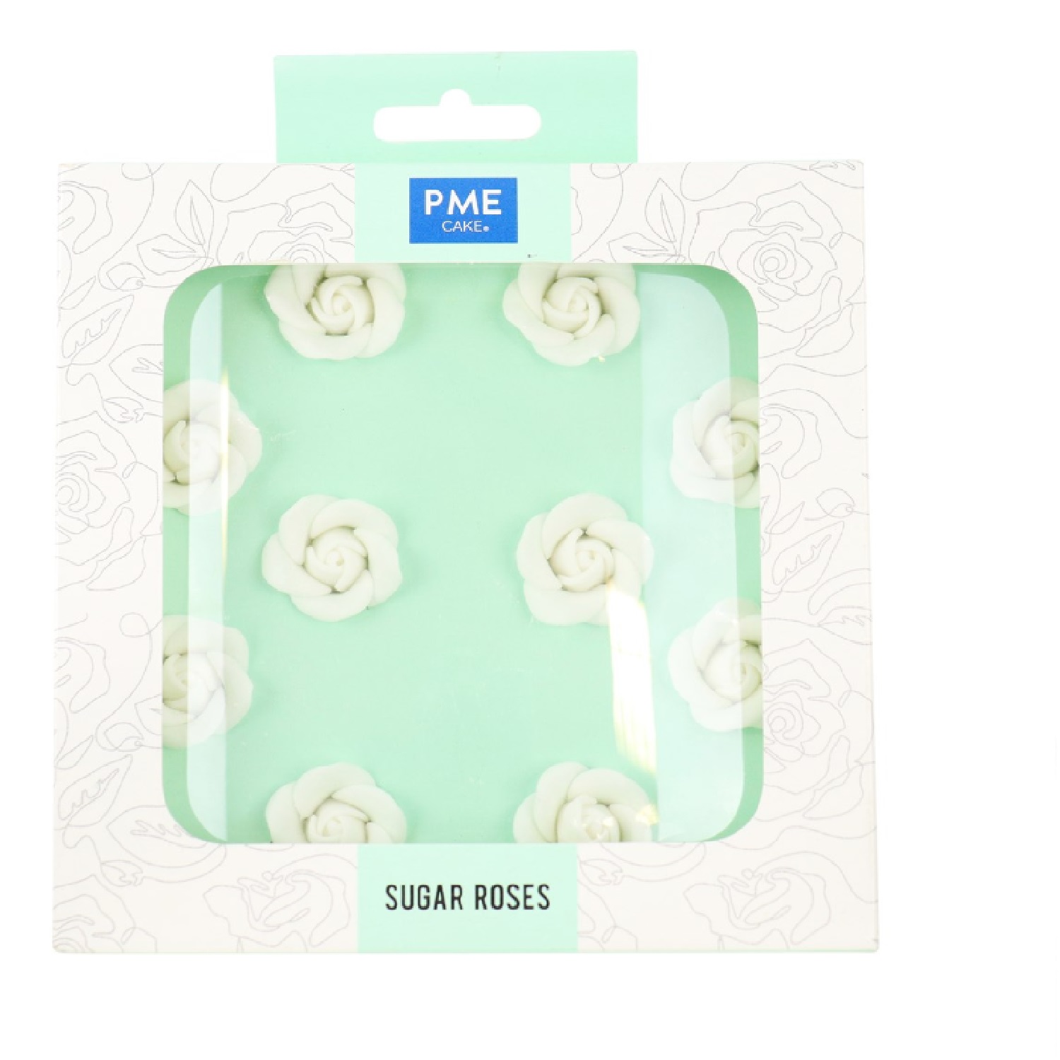 Pme- set 10 rosa blanca azucar 25 mm - psr05w