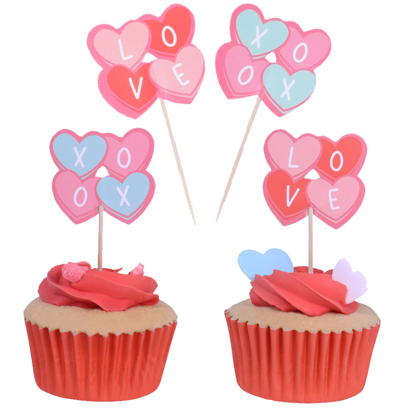 Toppers cupcake san valentin "candy hearts" (set 24 und.) - vd24top019