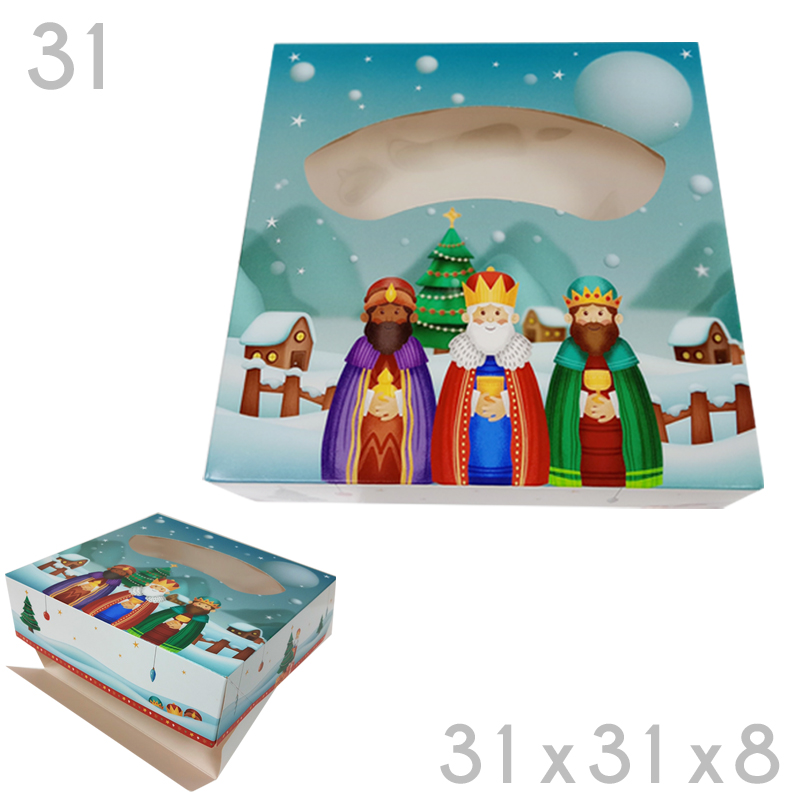 Caja roscon nº 31 c/vent.modelo reyes (31x31x8)(c.100 u.)