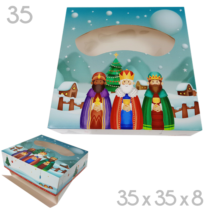 Caja roscon nº 35 c/vent modelo reyes (35x35x8)(c.100 u)