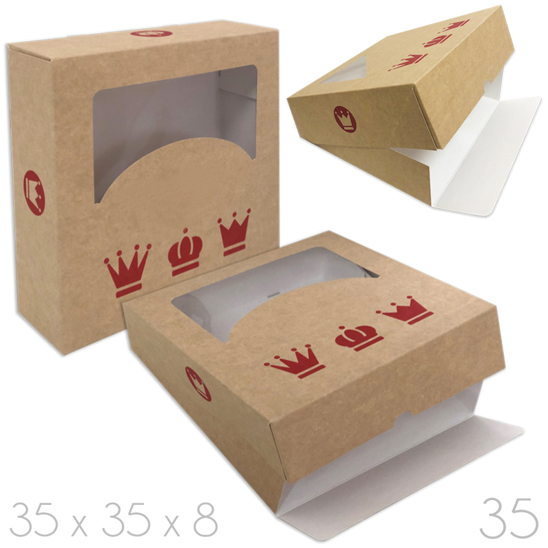 Caja roscon kraft 35x35x8 (pqte 25 und.)