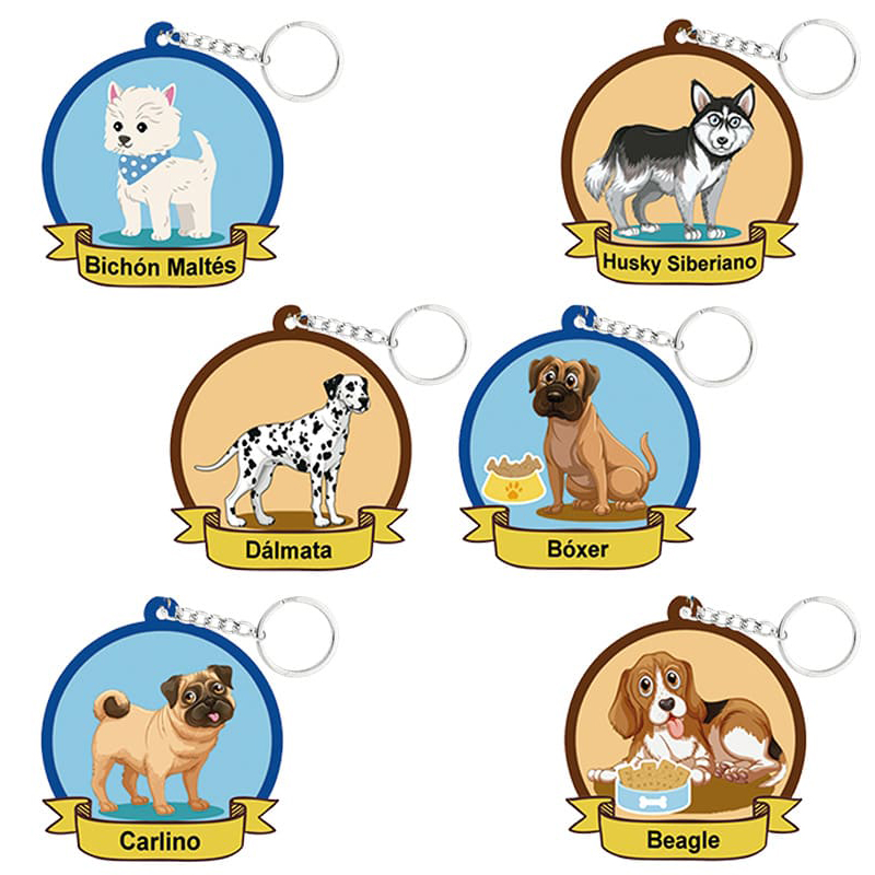 R. llaveros perritos 4.5-5 cm - caja 100 uds